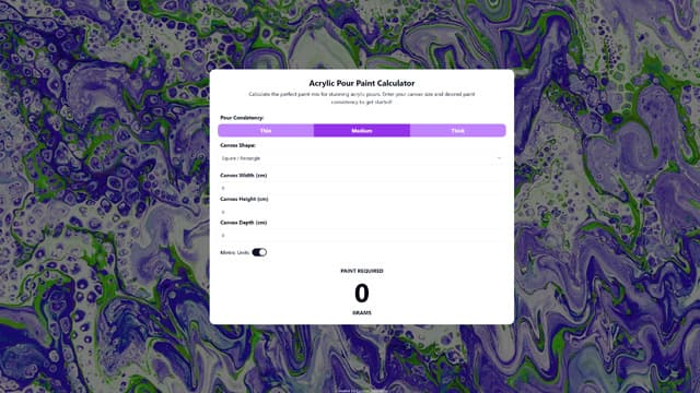 Acrylic Paint Calculator project screenshot